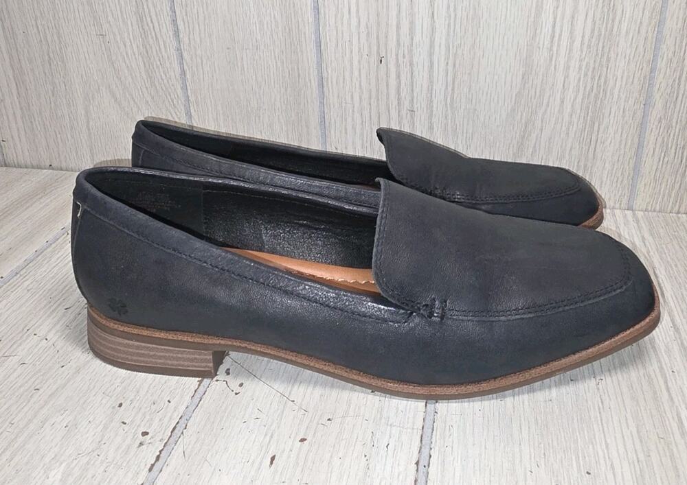 Lucky Brand Women's Canyen Slip-On Leather Loafers Black Size 8.5M Preppy